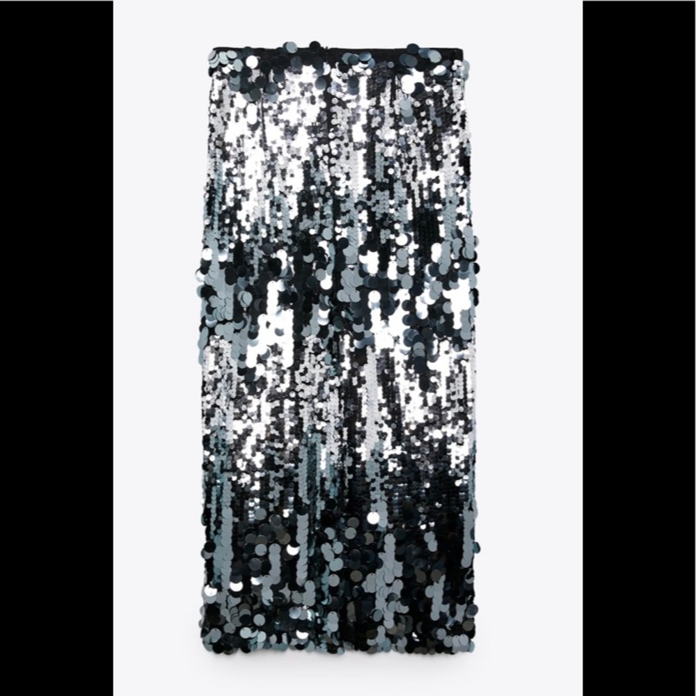 NWT ZARA SEQUIN MIDI-SKIRT